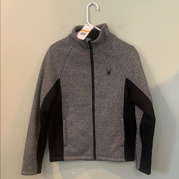 NWT Spyder Stellar Gray and Black Full-Zip Fleece Lined Jacket Men’s Small - Picture 1 of 8